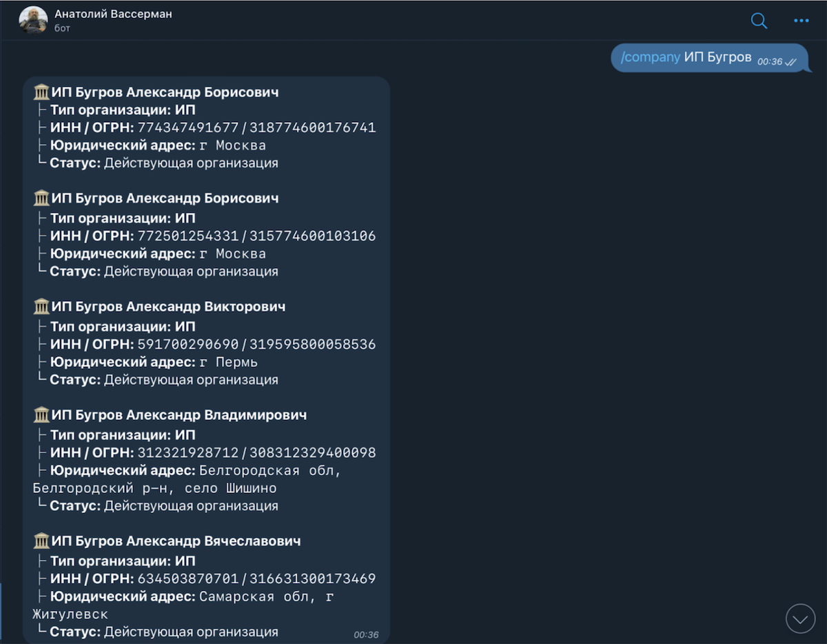 Достаем всю информацию об индивидуальном предпринимателе, пользуясь открытыми источниками 2